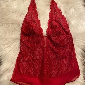 Red Lace Bodysuit Lingerie